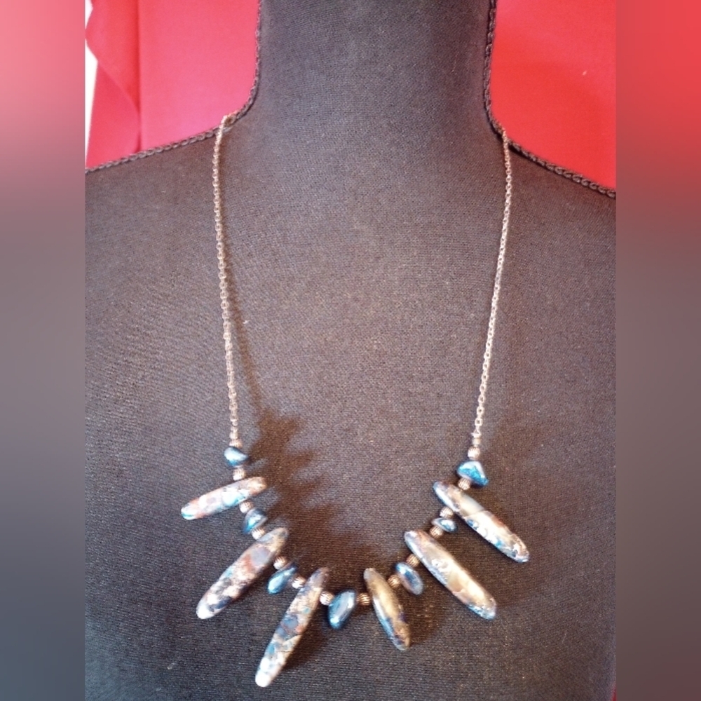 SKU 507J Handmade Jasper Quartz Necklace.  Approx. 25".
